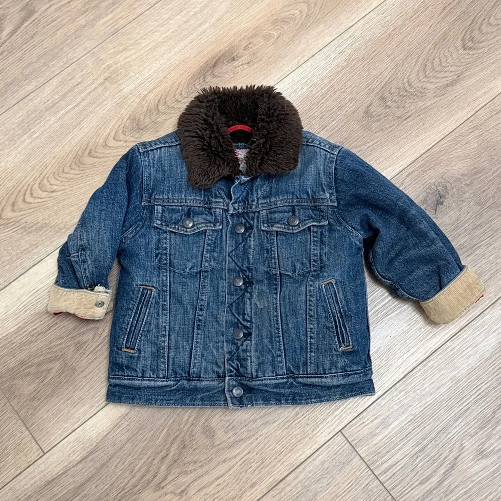 Vintage GAP Y2K Denim Fur Lined Sherpa Jacket Size 4